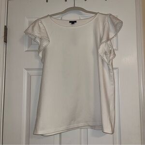 NWT White Ann Taylor Pom Pom Shirt